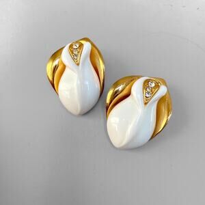 VTG 1988 Signed KJL Avon Kenneth Jay Lane Midnight Rose Bridal Stud Earrings